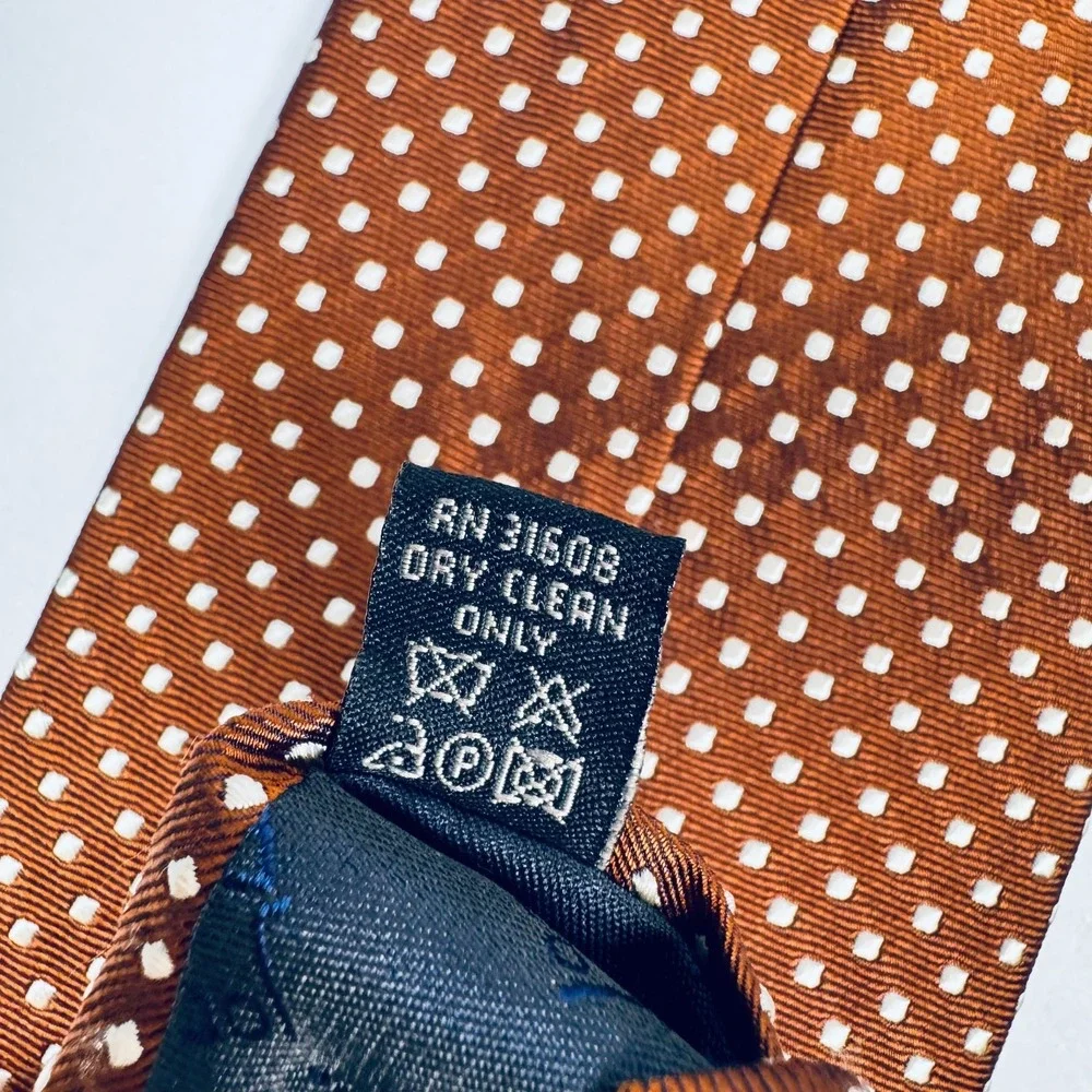 Jos A Bank Executive Collection Tie Brown White‎ Polka Dit Silk Necktie Classic